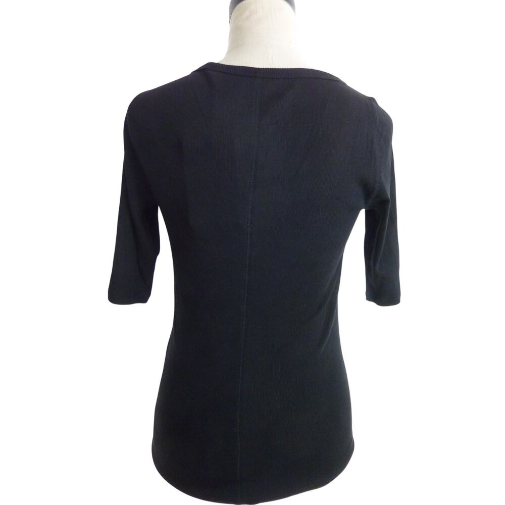 NWT Everlane Pima Micro Rib Scoop Neck Tee Black M Shirt Top Shirt - Picture 3 of 7